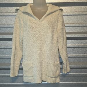J. Jill Off-White V-Neck Sweater with Pockets